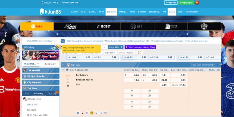 Tham gia cá cược tại sảnh Saba Thể Thao JUN88